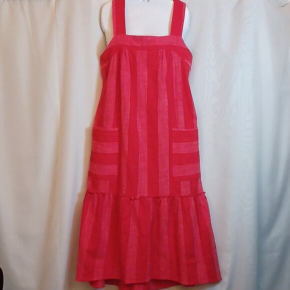Antropologie Maeve Women's Red Tonal Stripe Strap Dress. Size L. - Picture 6 of 12